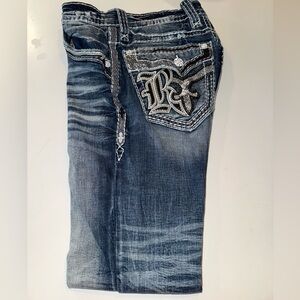 Rock Revival Blue Jeans with White Stitching